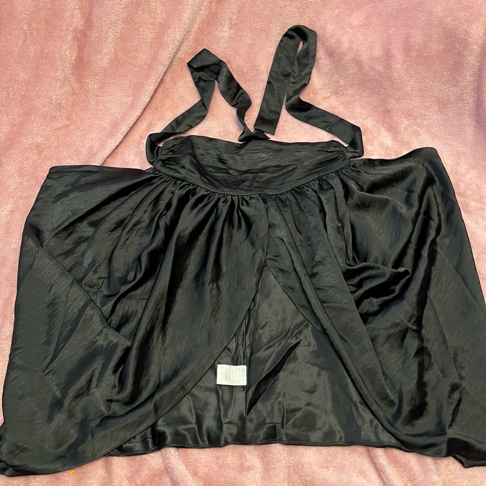 AKIRA Black Satin Cape
